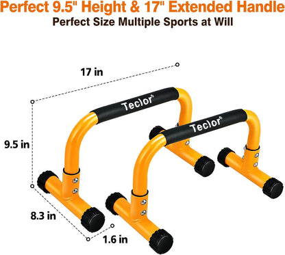 Push up Bar, Parallettes Bars for L-Sit & Dip, Heavy-Duty No Wobbling Parallel Bars Stand for Handstands, Full Planche, Calisthenics, 9.5In High Workout Stands for Home Fitness Training