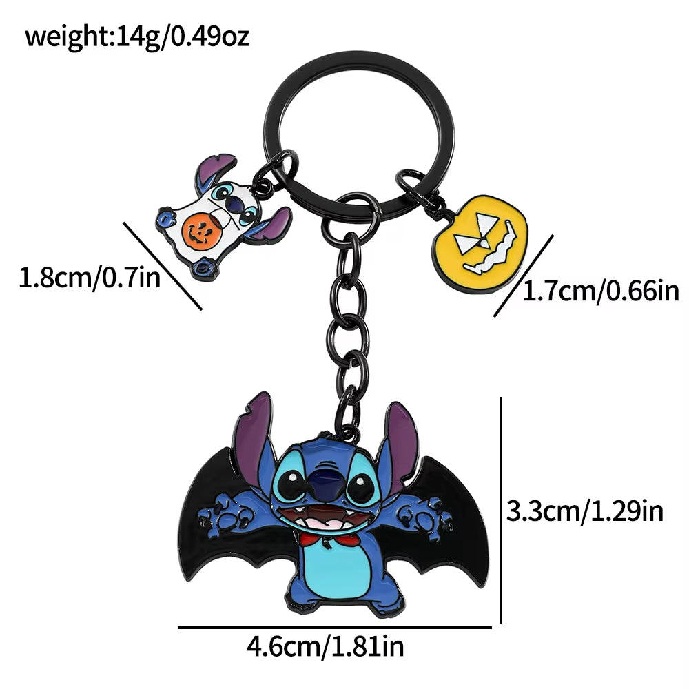 Disney Lilo & Stitch Keychain Cute Cartoon Figure Stitch Angel Love Heart Puzzle Keyrings Best Friendship Key Holder Jewelry